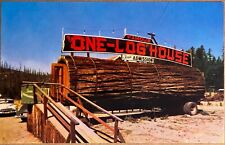 Garberville California Famous One Log House Redwood Tree Postcard c1950 picture