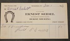 1913 Ernest Seidel Horse Shoeing Illustrated Billhead Receipt Henderson, KY picture