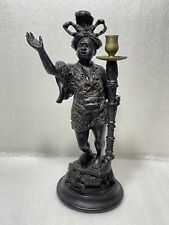 Vintage Italian Resin Blackamoor Statue Figurine Candlestick with Bronze Torch picture