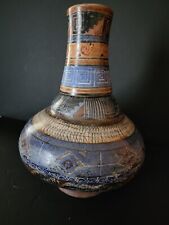 BEAUTIFUL Old Mexican Tlaquepaque Pottery Beverage Jug W/ Cup LARGE ~ EXC  picture