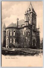 Passaic New Jersey~City Hall~Close Up Gothic Towers~c1905 B&W Postcard picture
