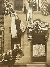 c1910 Patriotic Saloon Flags Reading Beer Horse  RPPC Photo Postcard Pa ??? picture