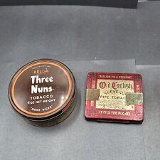 Vintage Old English Curve Cut Pipe Tobacco Tin and Bells Three Nuns Tobacco Tin picture