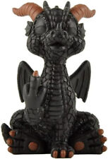 Baby Black Dragon Raising Middle Finger Figurine Fantasy Statue  MINT picture