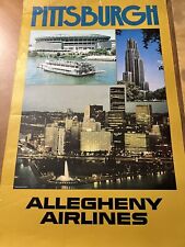 Vintage 1970’s Pittsburgh Allegheny Airlines Advertisement Original Poster picture