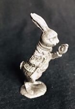 Alice In Wonderland WHITE RABBIT Bunny Watch Clock Metal Statue Figurine H picture