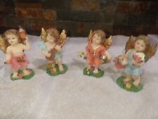 Vintage Terry's Village 1 Set Of 4 Resin Cherub Angels 3.75 in. Tall picture