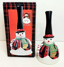Christmas Snowman Bell Decoration Hand Bell Ceramic 6.25