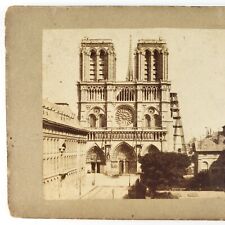 Notre-Dame de Paris Cathedral Stereoview c1880 France Church Facade Photo A2671 picture