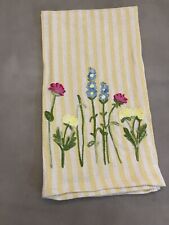Busatti embroidered  Linen Blend dish towel Italy yellow floral picture