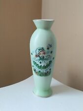 Vtg Lefton Green Bisque Shamrock Girl  ST. PATRICK'S DAY Blue Bird Vase Japan  picture