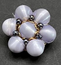Vintage Lavender Purple FLOWER/FLORAL Beaded Button - 15/16