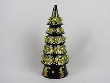 Russian Hand Painted Wooden Christmas Tree-Black-Storage on Bottom-12 inches-GUC picture