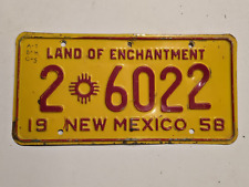 New Mexico 1958 license plate #2-6022-Vintage-RARE-Man Cave-Decor-Garage-Shop picture