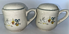 Vintage Salt And Pepper Shaker Tea Cup Shape & Size With Bird & Fruit Decoration picture