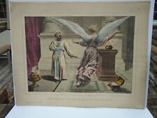 ANTIQUE COLORED LITHOGRAPH OF BIBLICAL ANGEL CIRCA 1850 PRINTED IN PARIS #1 picture