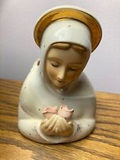 Vintage Antique Ceramic Blessed Virgin Mary Statue Planter/Vase)  picture