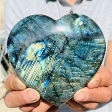 2.8LB Large Natural Blue Flash Labradorite Quartz Crystal Heart Mineral Healing picture