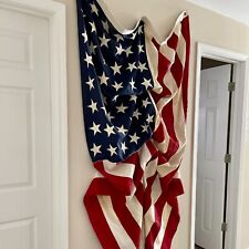 Vintage HUGE Cotton American 48 Star Flag 9 Feet USA Red White & Blue Grommet picture