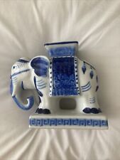 Vintage Ceramic Blue & White Elephant Thailand picture