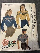 Vintage 1946 McCalls Misses Western Shirt/Transfer Embroidery Sz 14 B32 Complete picture