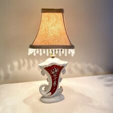 Vtg  Moriyama Japan Small Porcelain Lamp Table Accent Red Gold White #updated# picture