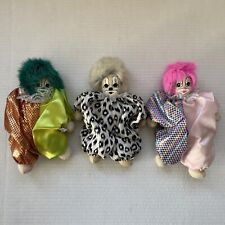 Vintage Q-Tee Clown 1980s Sand Doll Hand Made Hand Painted Lot of 3 Fur Hair 80s picture