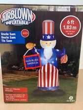 Patriotic Uncle Sam American Flag God Bless America LED Airblown Inflatable 6ft picture