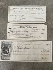 Lot of 3 Vintage 1901-05 Ridgeview Park Camp Grounds Receipts Pennsylvania picture