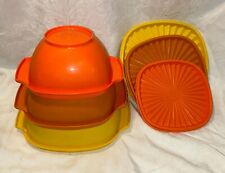 Vintage Tupperware Servalier Bowls W/ Lids Harvest Colors  840-15, 836-4, 836-8 picture