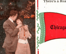 1915 Pennant Postcard Chicago, Il. Romantic Young Couple In Love picture