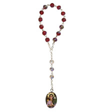 Red Saint Philomena Chaplet Acrylic Prayer Beads with Prayer Card picture
