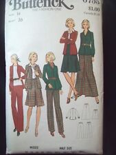 Vintage Butterick Pattern 6755 Maxi Skirt Shirt Jacket & Pants Cut Size 14 picture