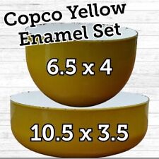 Copco Enamel Yellow White Mixing Bowl LOT Michael Lax Design Switzerland 2 bowls picture