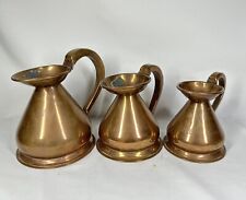 Antique English Copper 3 Piece Measuring Set Imperial Pint 1/2 Pint Gill VGC picture