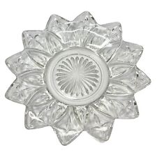 Vintage 12 Point Clear Cut Glass Decorative Flower Trinket Dish picture