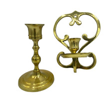 2 vintage Brass candlestick holder Taper and Wall Sconce picture