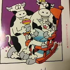 Rare VTG Greeting Card black white cows American Dairy Assoc Fold a Note 1994 picture