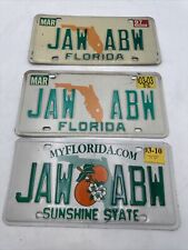 3 Matching Vintage 1997-2003-2010 Florida License Plate Rare JAW-ABW Vanity Lot picture