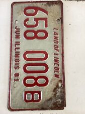 Vintage 1981 Illinois License Plate 658008B Automobile Tag Land of Lincoln picture