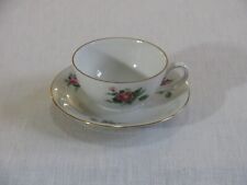 Vtg Kahla Germany Demitasse Cup and Saucer, White w/Pink Rose Design r picture