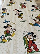 VTG Disney Productions Wallpaper 9 Yds RARE Mickey Mouse Fish Hike 1950 FREESHIP picture