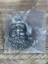 Pewter Santa Head 2” Stocking Hat Christmas Ornament Tree Decoration Fig Vintage picture