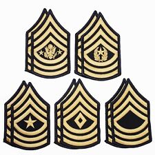 5 Pair Army Senior Enlisted Sergeant Rank Blue Gold Chevron Patches - Female picture