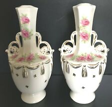 Floral Boudoir Porcelain Lamp Bases To Restore Vintage Set of 2 picture