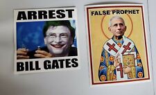 Bill Gates Dr Fauci Stickers LOT 2 ARREST BILL GATES ANTI Vaccine 💉 WHO BIDEN  picture