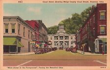 Pomeroy, Ohio Postcard Meigs County Court House Classic Cars c 1941 OH6 picture