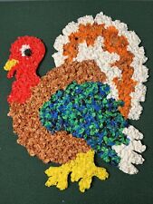 Vintage Thanksgiving Turkey Melted Plastic Popcorn Decoration 15” Made In USA picture
