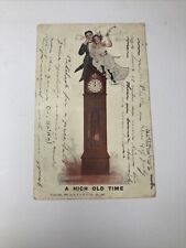 c1905 A High Old Time Smoking On A Clock ANTIQUE Postcard picture