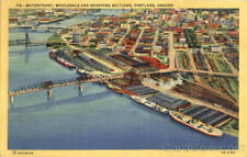 Portland,OR Waterfront Oregon Wesley Andrews Co. Linen Postcard Vintage picture